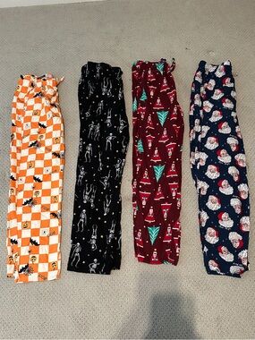4pr Old Navy Mens Flannel Pajama PJ Pants Bottoms Sz M Tall Halloween Christmas